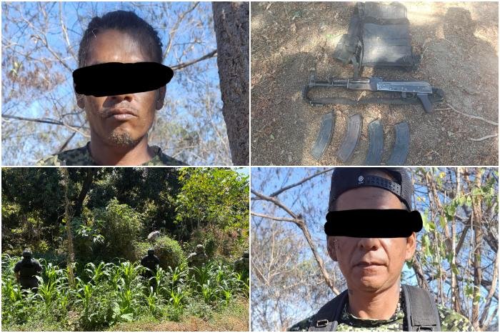 Fuerzas Armadas neutralizan amenaza armada en brecha de Apatzingán; dos detenidos