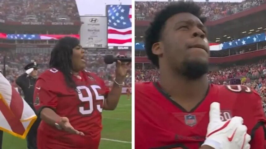 Madre de jugador de Buccaneers interpreta himno antes del duelo con Panthers