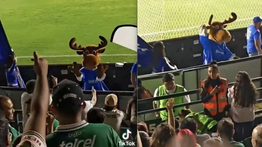 Botarga de Telcel insulta a aficionados durante León vs Necaxa