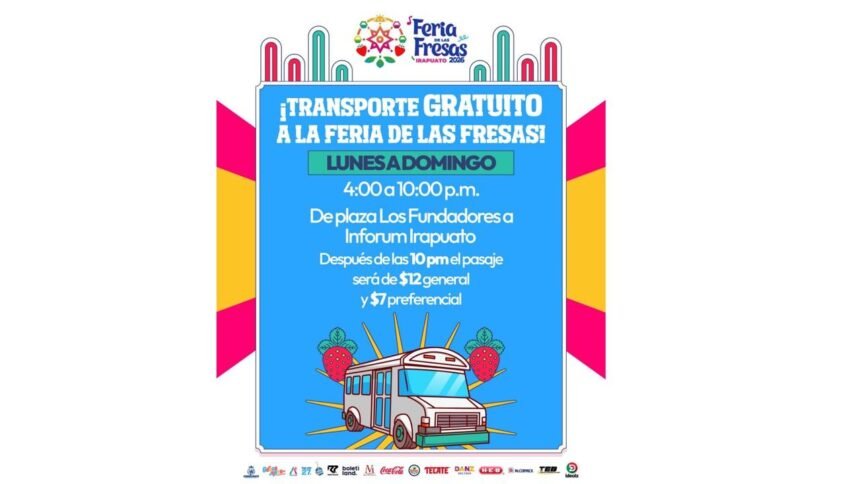 Conoce la ruta del transporte público gratuito a la Feria de las Fresas 2026