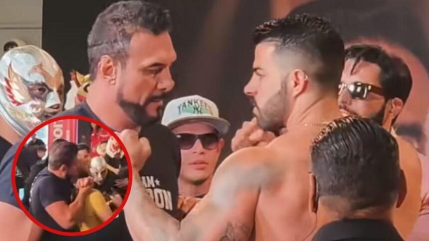 El Patrón aplica llave al staff de Chuy Almada en pesaje