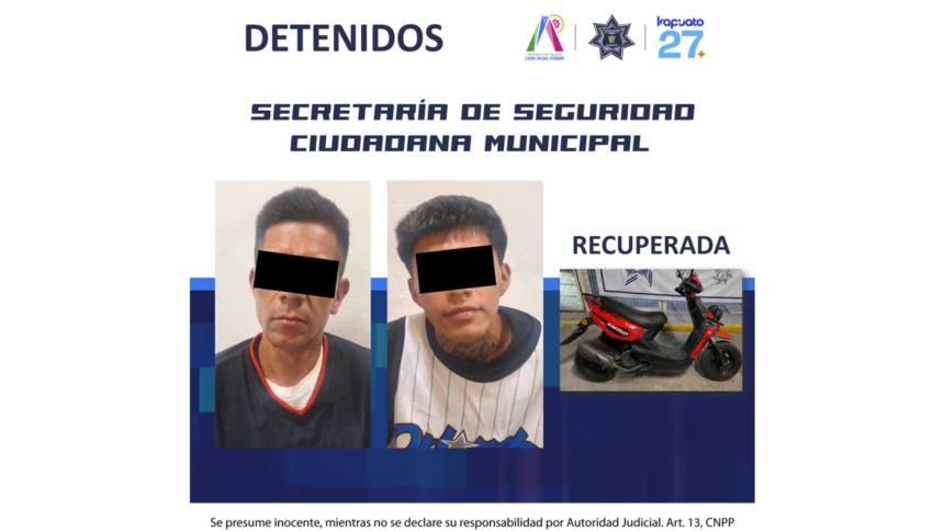 Detiene Policía Municipal de Irapuato a dos personas por robo violento de motocicleta Contacto