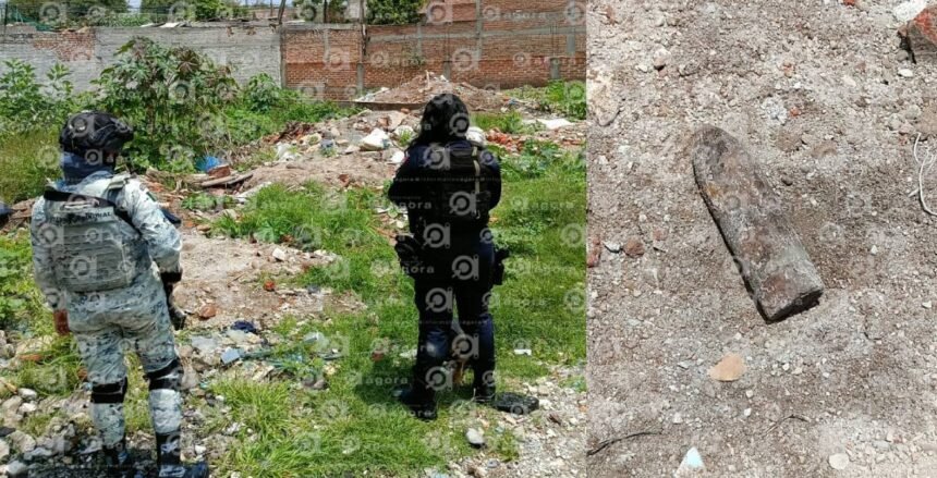 Proyectil militar hallado en terreno baldío de San Rafael, Celaya