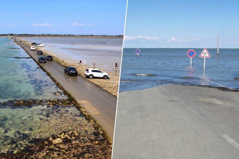 Carretera en Francia inundada por el Atlántico dos veces al día