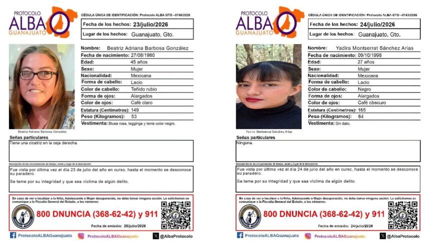 Guanajuato Capital: Dos mujeres desaparecidas y el impacto en nuestra comunidad
