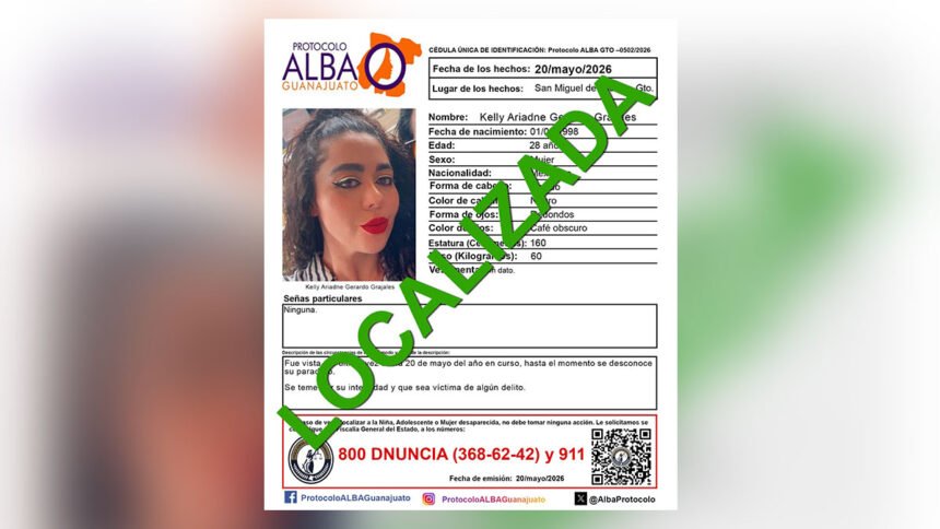 San Miguel de Allende: Localizan a joven Kelly Ariadne con vida