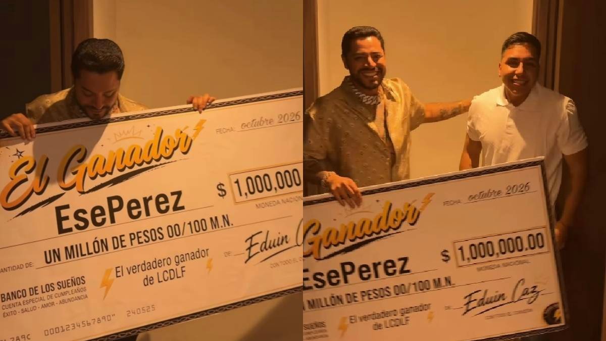 Eduin Caz sorprende a Ese Pérez con un millón de pesos solidarios