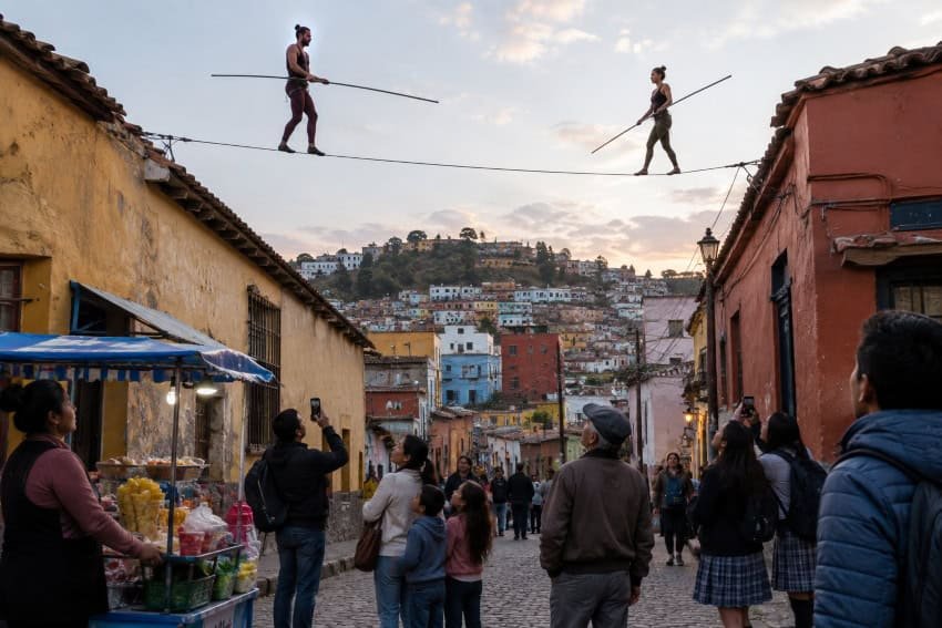 Mexico's Guanajuato Residents React to Unexpected French Acrobats